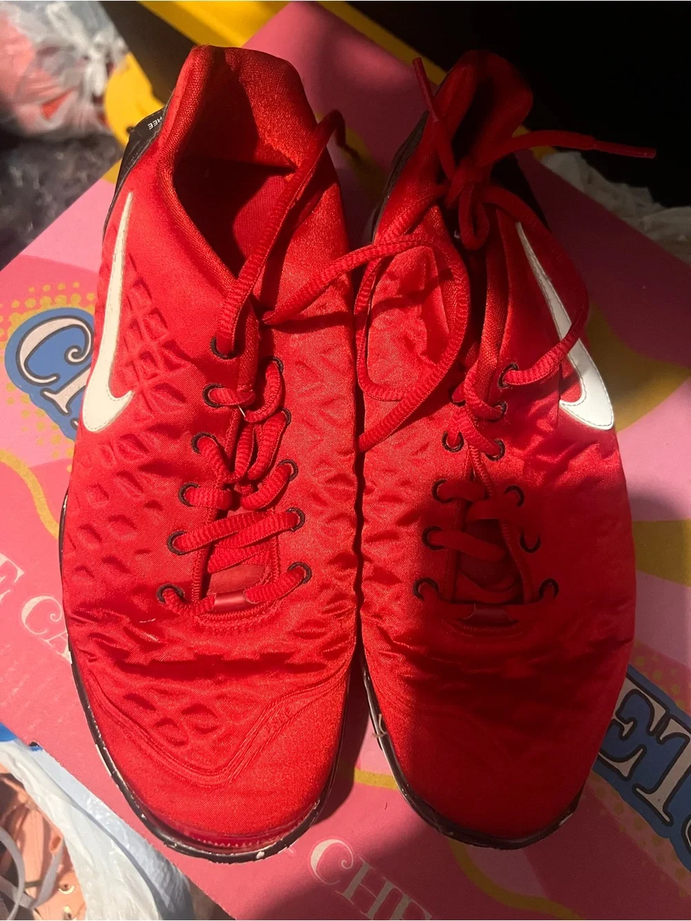 Nike Red Women's Athletic Shoes with White Swoosh